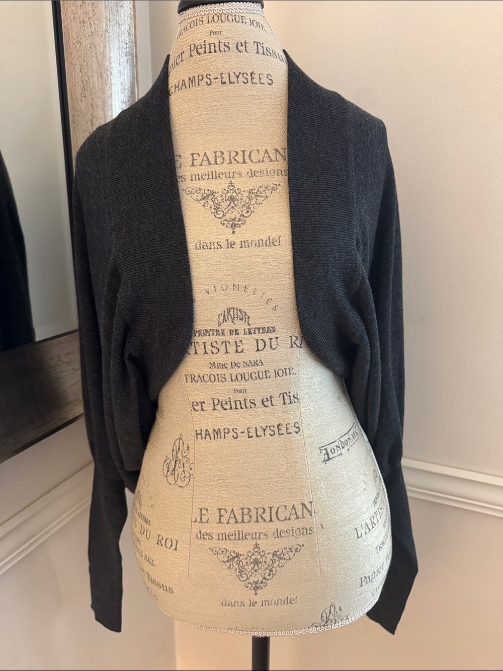 Reiss Charcoal Open-Front Women's Shrug | Size S/M